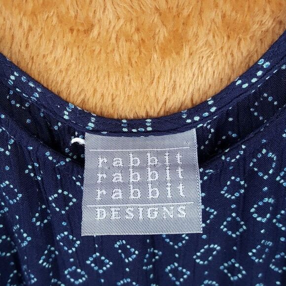 RABBIT RABBIT RABBIT Maxi Dress Womens Medium Blue Diamond Tank Sleeveless - Picture 2 of 7
